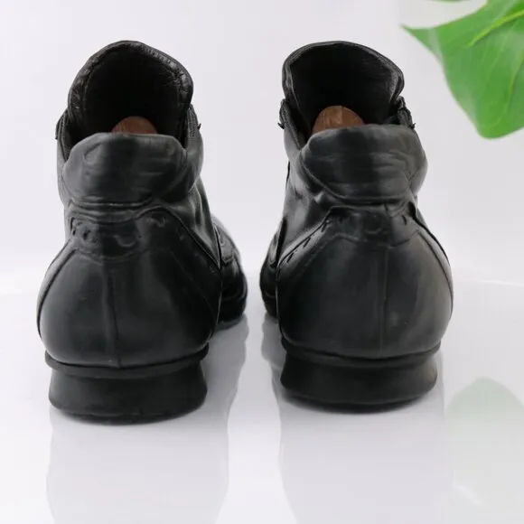 Leonardo Firenze Mens Boot Handmade Size 12 Black Leather Calf Goat Chukka Shoe