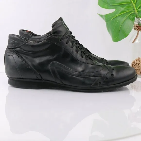 Leonardo Firenze Mens Boot Handmade Size 12 Black Leather Calf Goat Chukka Shoe