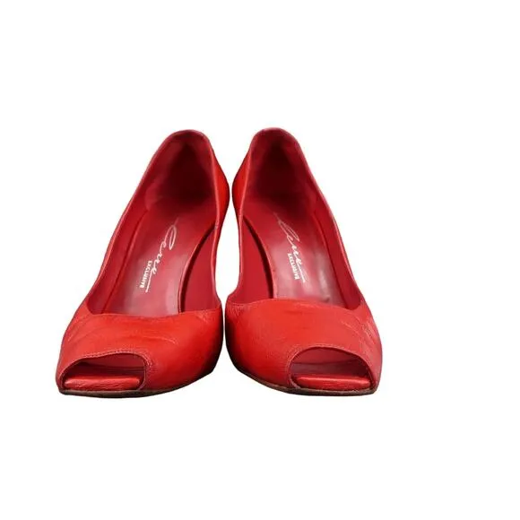 Lerre Shoes Womens 38.5 Pump Peep Toe Fashion Leather Red Stiletto Classic Retro