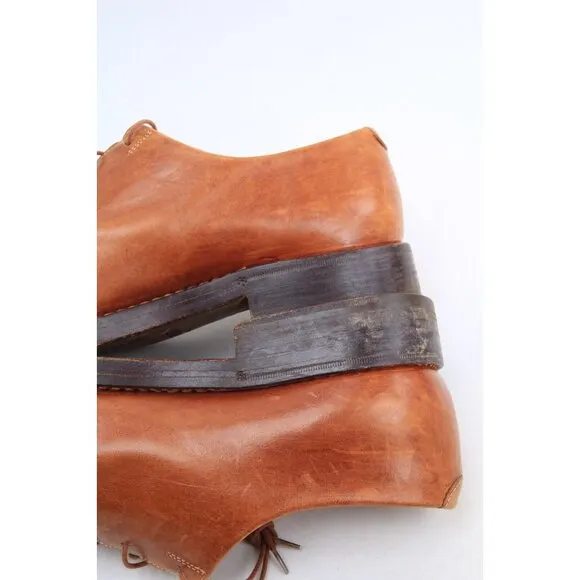 Lidfort for Barney's Mens Leather Lace Up Shoes Brown Tan Mens Sz 9