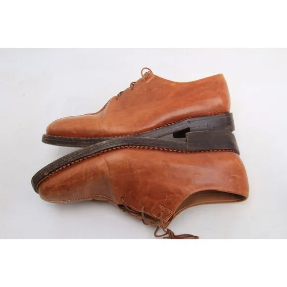 Lidfort for Barney's Mens Leather Lace Up Shoes Brown Tan Mens Sz 9