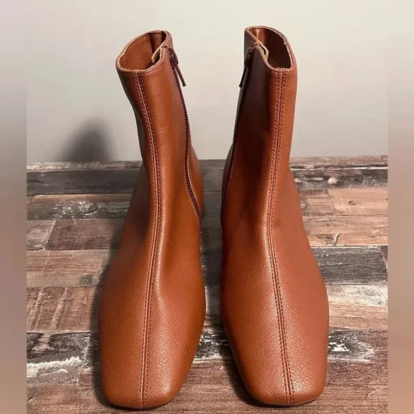 Linea Paolo Brown Leather Zip Up Ankle Boots Women Size 4.5