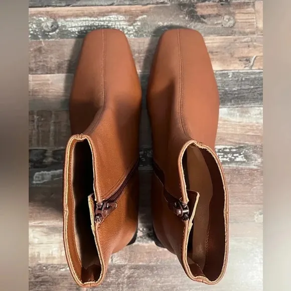 Linea Paolo Brown Leather Zip Up Ankle Boots Women Size 4.5