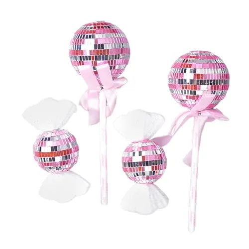 Little Surprise Box 2 Pcs Medium Size Shiny Disco Themed Christmas Tree Ornaments Set | Shiny Hanging Holiday Balls for Christmas Trees & Home Festive Decorations