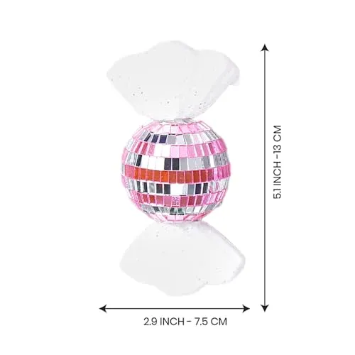 Little Surprise Box 2 Pcs Medium Size Shiny Disco Themed Christmas Tree Ornaments Set | Shiny Hanging Holiday Balls for Christmas Trees & Home Festive Decorations
