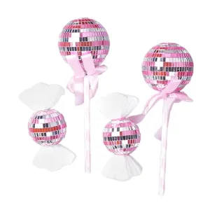 Little Surprise Box 2 Pcs Medium Size Shiny Disco Themed Christmas Tree Ornaments Set | Shiny Hanging Holiday Balls for Christmas Trees & Home Festive Decorations