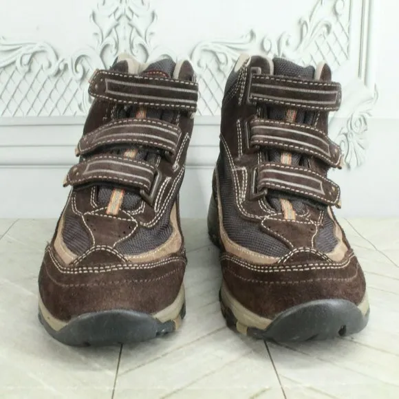 LL Bean Brown Suede Hook &amp; Loop Waterproof Insulated Hiking Boots Size 9 M