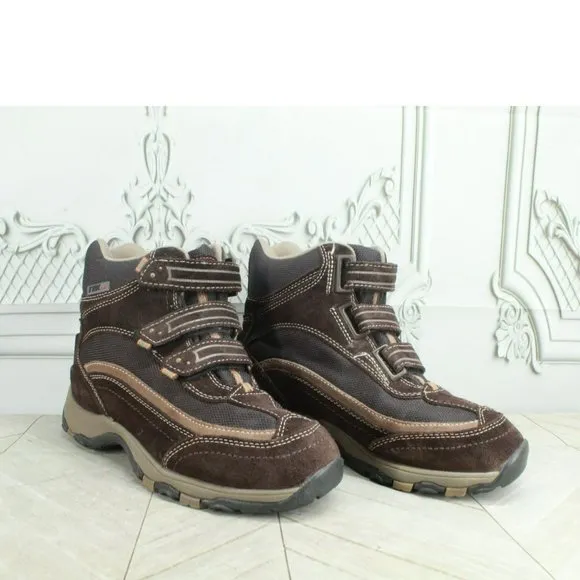 LL Bean Brown Suede Hook &amp; Loop Waterproof Insulated Hiking Boots Size 9 M