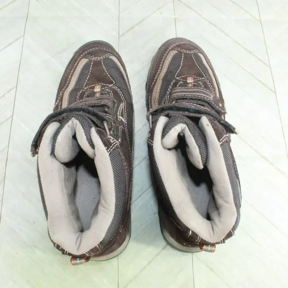 LL Bean Brown Suede Hook &amp; Loop Waterproof Insulated Hiking Boots Size 9 M