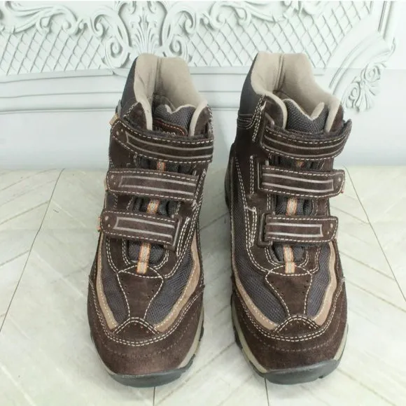 LL Bean Brown Suede Hook &amp; Loop Waterproof Insulated Hiking Boots Size 9 M