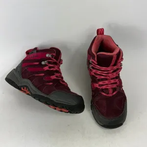 Llbean maroon grey pink waterproof tek 2.5 hiking boots youth girls size 4