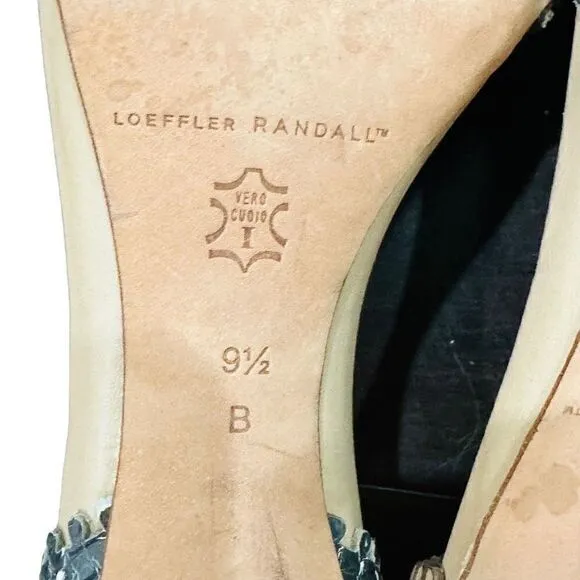 LOEFFLER RANDALL EUC Leora Leather Embossed d'Orsay Sandal High Heel Shoes Snake
