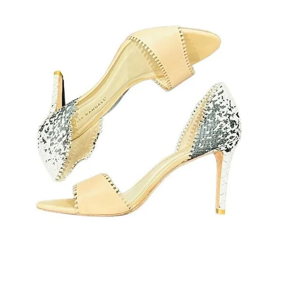 LOEFFLER RANDALL EUC Leora Leather Embossed d'Orsay Sandal High Heel Shoes Snake