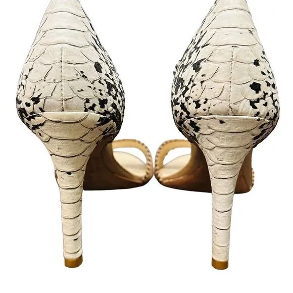 LOEFFLER RANDALL EUC Leora Leather Embossed d'Orsay Sandal High Heel Shoes Snake