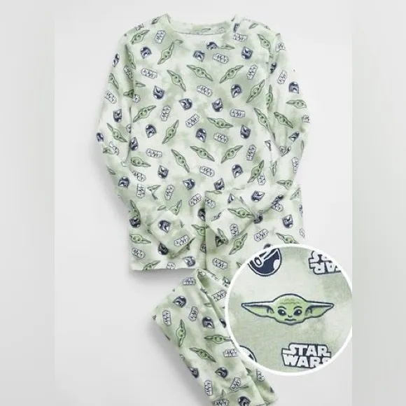 Lot of Boys Pjs Star Wars Grogu Space Carters Lands End Glow in the Dark Size 14