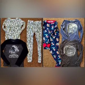 Lot of Boys Pjs Star Wars Grogu Space Carters Lands End Glow in the Dark Size 14