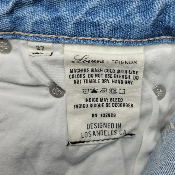 Lovers   Friends High Rise Distressed Denim Shorts Summer Beach Resort Size 27