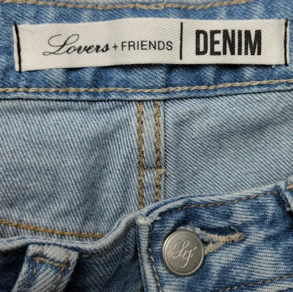 Lovers   Friends High Rise Distressed Denim Shorts Summer Beach Resort Size 27