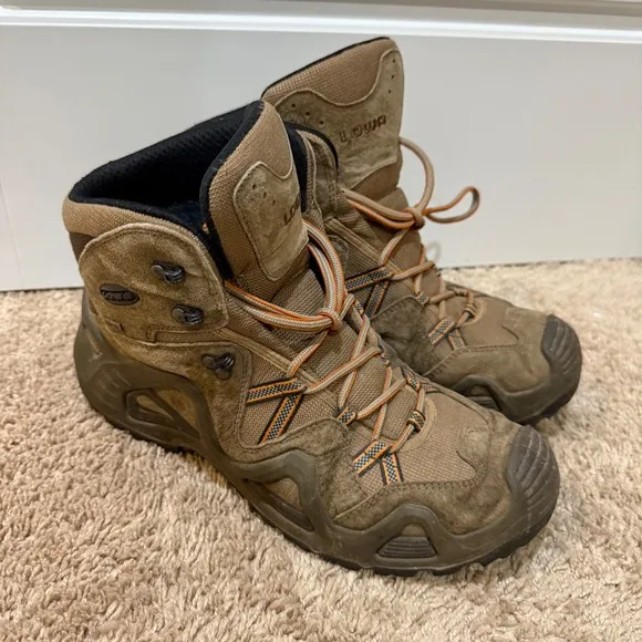 LOWA Zephyr GTX Mid Hiking Boots Gore-Tex Waterproof Brown Orange US 11.5
