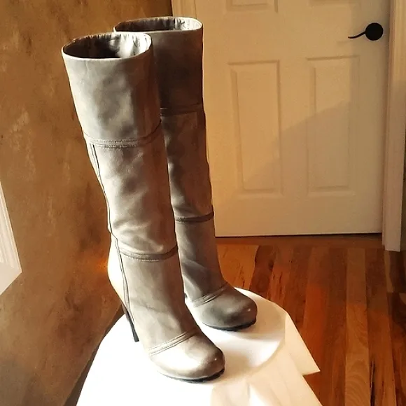 Luca Stefani Luxury Leather Pull-on Boots Color Coffee Only Tried On Store New