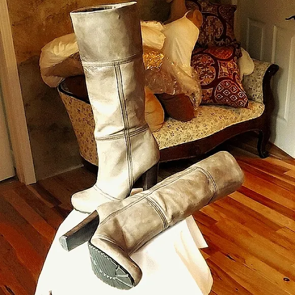 Luca Stefani Luxury Leather Pull-on Boots Color Coffee Only Tried On Store New
