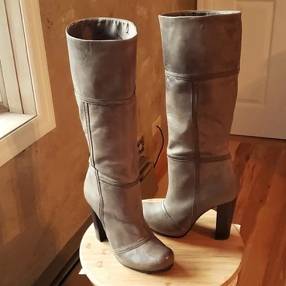 Luca Stefani Luxury Leather Pull-on Boots Color Coffee Only Tried On Store New