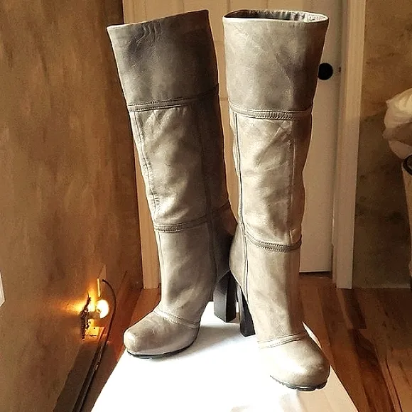 Luca Stefani Luxury Leather Pull-on Boots Color Coffee Only Tried On Store New