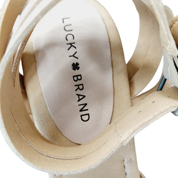 Lucky Brand Stone Crisscross Noxa Leather Ankle Strap Sandal Womens Size 8.5 NEW