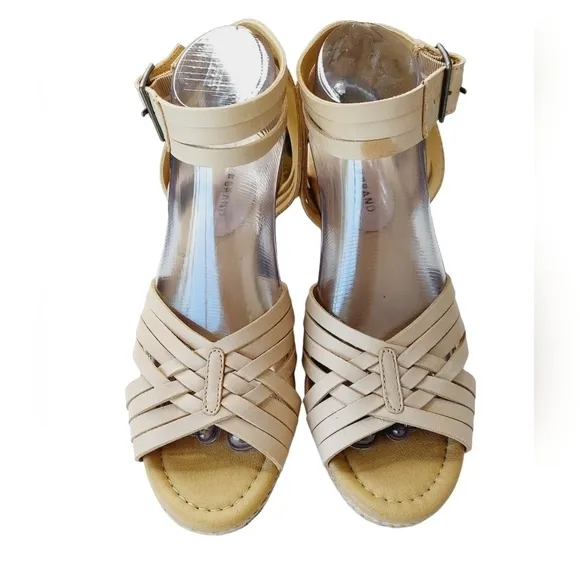 Lucky Brand Stone Crisscross Noxa Leather Ankle Strap Sandal Womens Size 8.5 NEW