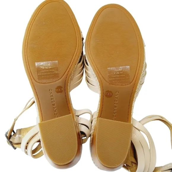 Lucky Brand Stone Crisscross Noxa Leather Ankle Strap Sandal Womens Size 8.5 NEW