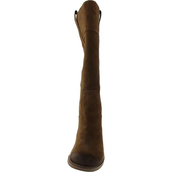 Lucky Brand Womens Hybiscus Brown Suede Wide Calf Knee-High Boots Shoes Used