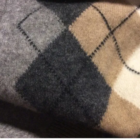 Luxury Possum Merino Wool Silk Blend Sweater NativeWorld New Zealand Argyle V
