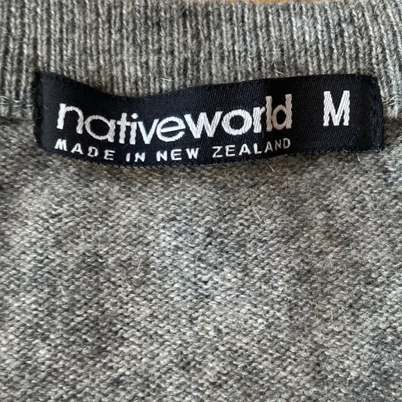 Luxury Possum Merino Wool Silk Blend Sweater NativeWorld New Zealand Argyle V