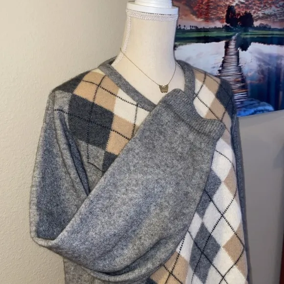 Luxury Possum Merino Wool Silk Blend Sweater NativeWorld New Zealand Argyle V