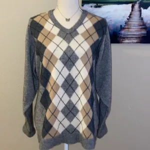 Luxury Possum Merino Wool Silk Blend Sweater NativeWorld New Zealand Argyle V