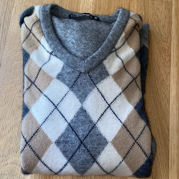 Luxury Possum Merino Wool Silk Blend Sweater NativeWorld New Zealand Argyle V