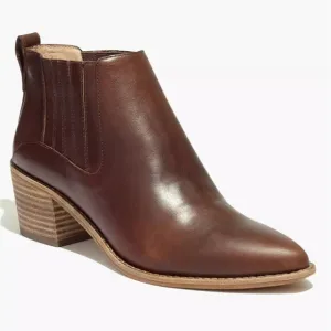 Madewell Bonham Boot Chelsea Western Ankle Bootie Cherry Wood Brown Leather Sz 8