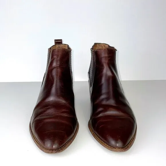 Madewell Bonham Boot Chelsea Western Ankle Bootie Cherry Wood Brown Leather Sz 8