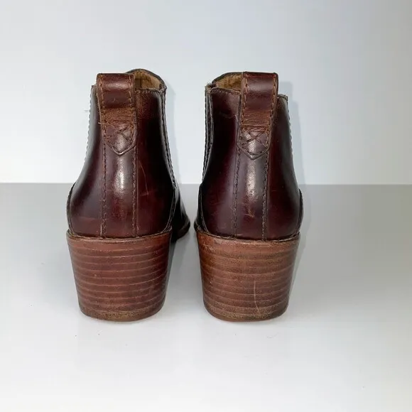 Madewell Bonham Boot Chelsea Western Ankle Bootie Cherry Wood Brown Leather Sz 8