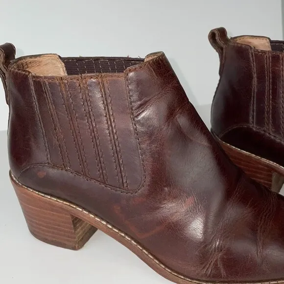 Madewell Bonham Boot Chelsea Western Ankle Bootie Cherry Wood Brown Leather Sz 8