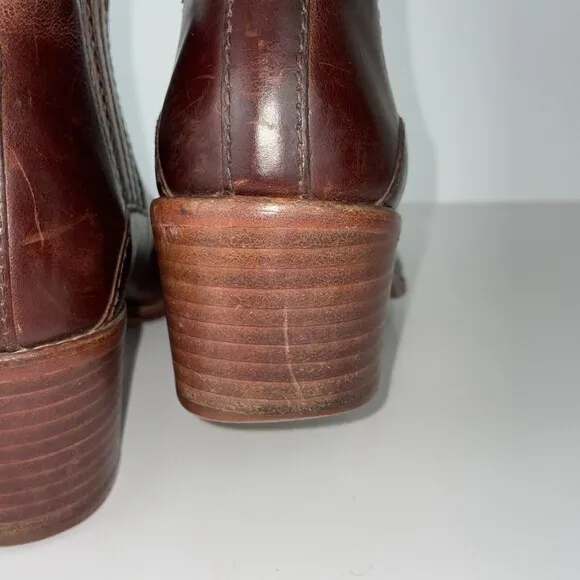 Madewell Bonham Boot Chelsea Western Ankle Bootie Cherry Wood Brown Leather Sz 8