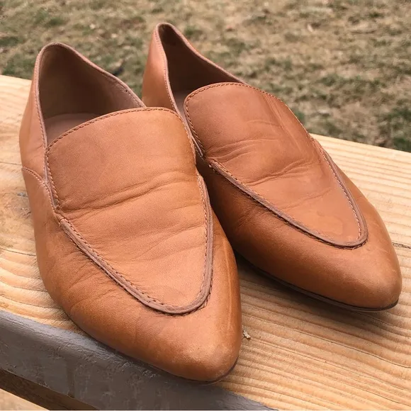 Madewell the Frances Skimmer in Leather English Saddle Brown Tan - Size 6