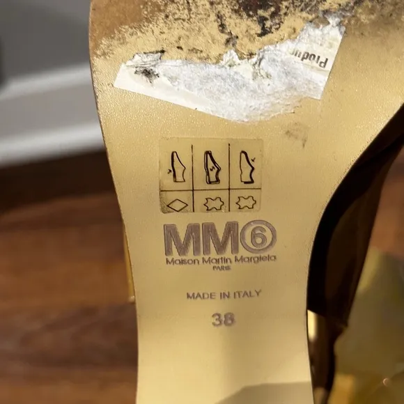 Maison Margiela MM6 Women's Patent Leather Slingbacks Sandals Shoes US 7 IT 38