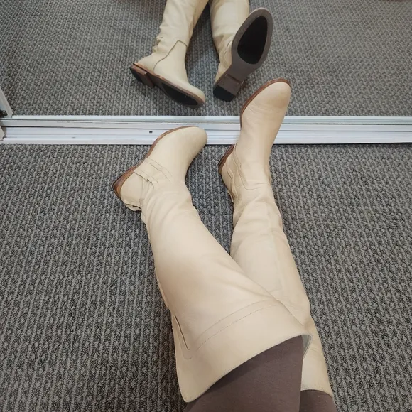 Maiyet Soft Leather Over-The-Knee Cream Boots EU 36.5