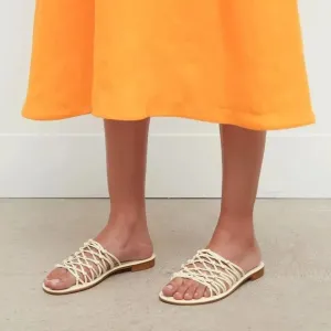 MANSUR GAVRIEL Mignon Strappy Slide Flat SANDALS Size 41 11 Cream Comfy NEW $395
