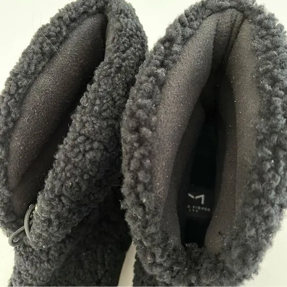Marc Fisher Kamryn Shearling Sherpa Boots, Black, Size 7.5 NWOB
