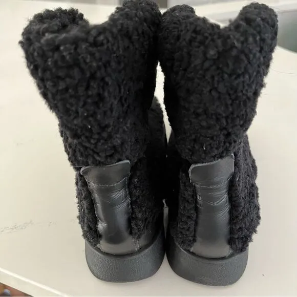 Marc Fisher Kamryn Shearling Sherpa Boots, Black, Size 7.5 NWOB