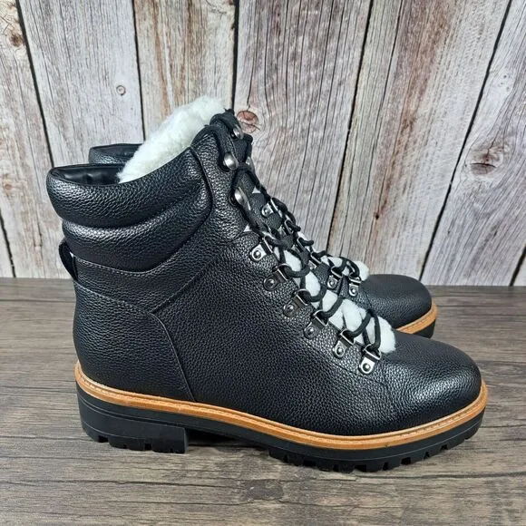 Marc Fisher Mallie 3 Sherpa Lace Up Hiking Boot Women's Sz 11 M Black (WornOnce)