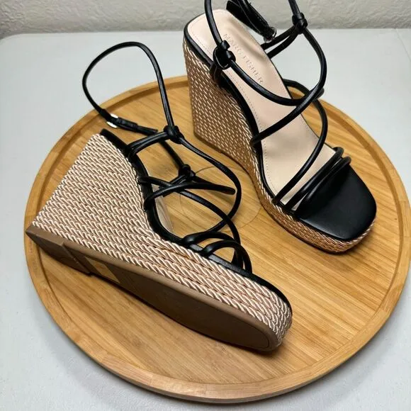 Marc Fisher Zesty Wedge Heel Sandal 7 Strappy Rope Beach Preppy Boho Resort Wear