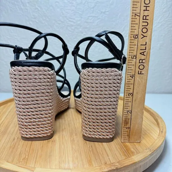 Marc Fisher Zesty Wedge Heel Sandal 7 Strappy Rope Beach Preppy Boho Resort Wear